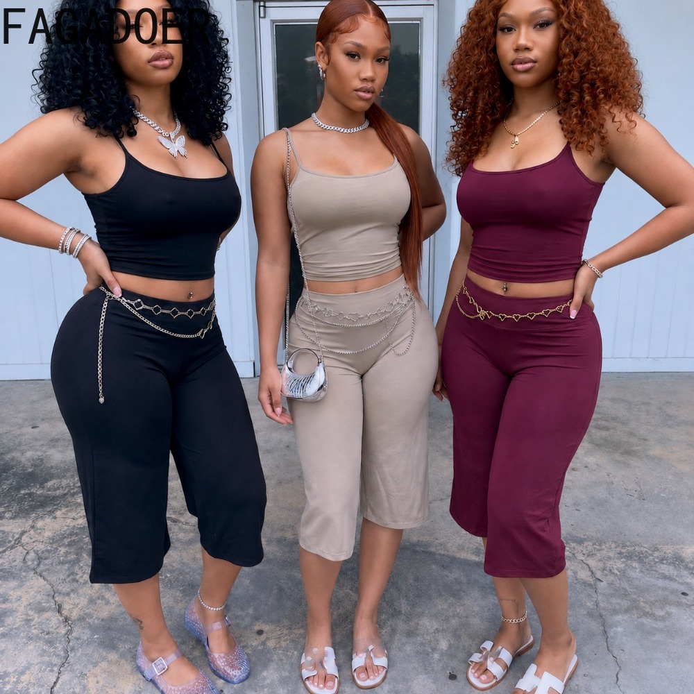 FAGADOER INS 트렌디 여성용 2피스 세트 스파 - Elastic Waistband Roll 리뷰 및 가격