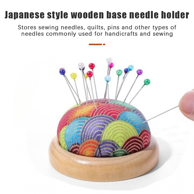 1PC 빈티지 자수 핀 쿠션 나무 베이스가 있는 반원형 - Sewing Pin Cushion 리뷰 및 가격