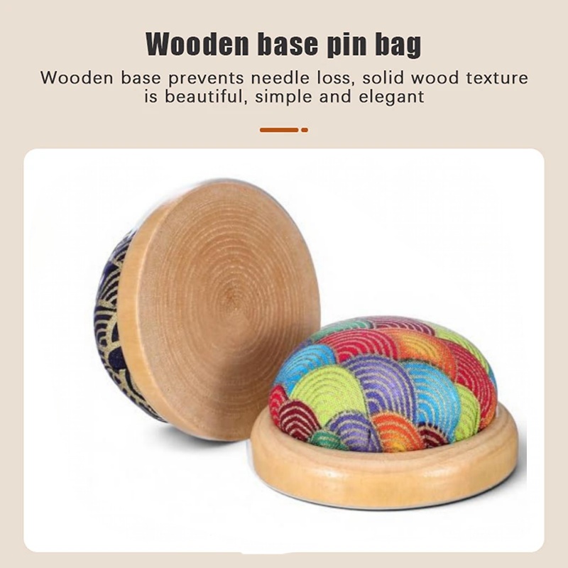 1PC 빈티지 자수 핀 쿠션 나무 베이스가 있는 반원형 - Sewing Pin Cushion 리뷰 및 가격