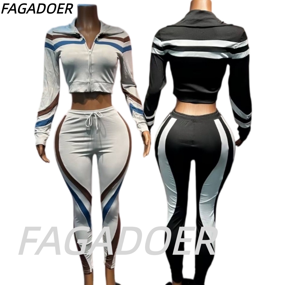 FAGADOER 여성 2피스 트랙수트 컬러 패치워크 스 - Sewing Jackets 리뷰 및 가격