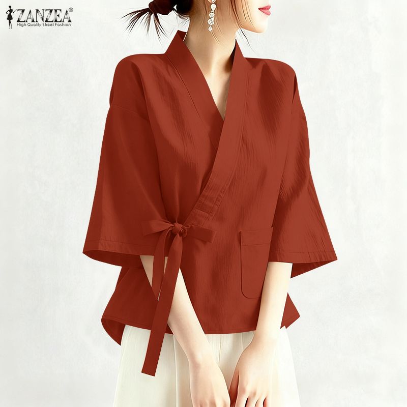 2026 ZANZEA 여름 크로스 V넥 반팔 탑 여성  - Sewing V 리뷰 및 가격