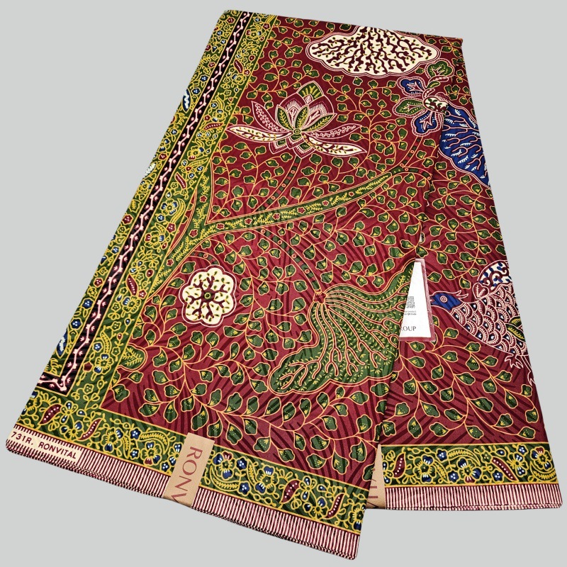 46인치 * 6야드 녹색 잎사귀 프린트 레드 아프리카  - Sewing Batik 리뷰 및 가격
