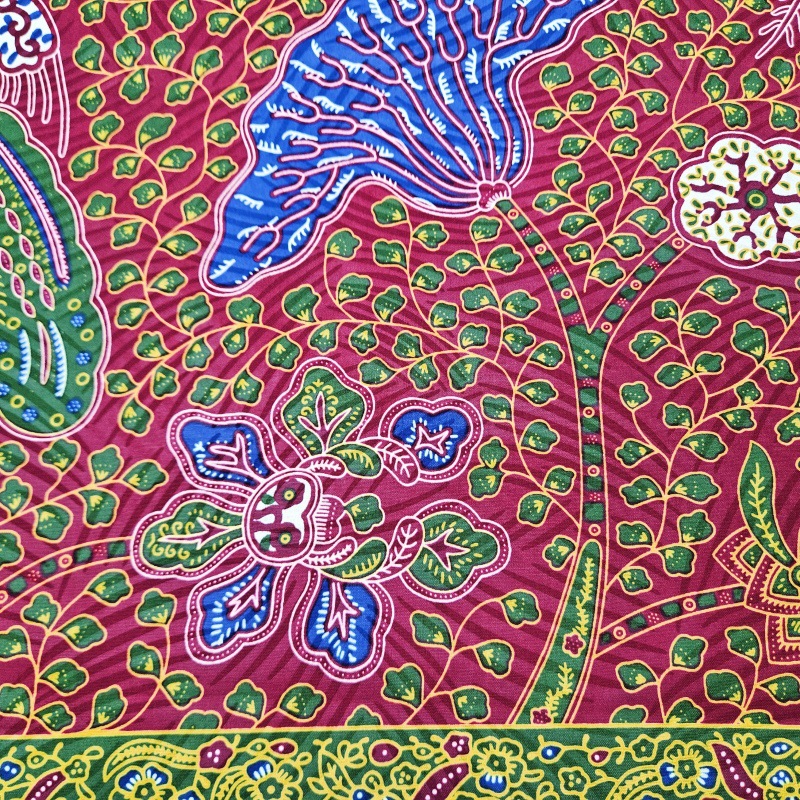 46인치 * 6야드 녹색 잎사귀 프린트 레드 아프리카  - Sewing Batik 리뷰 및 가격