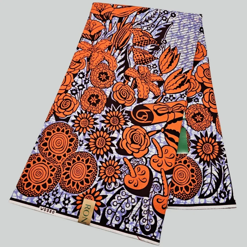 6야드 긴 면 아프리카 스타일 왁스 패브릭 오렌지 꽃무 - Sewing Batik 리뷰 및 가격