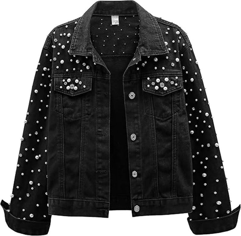 봄과 가을에 입는 여성용 신상 진주 데님 재킷. 여성용 - Sewing Jackets 리뷰 및 가격