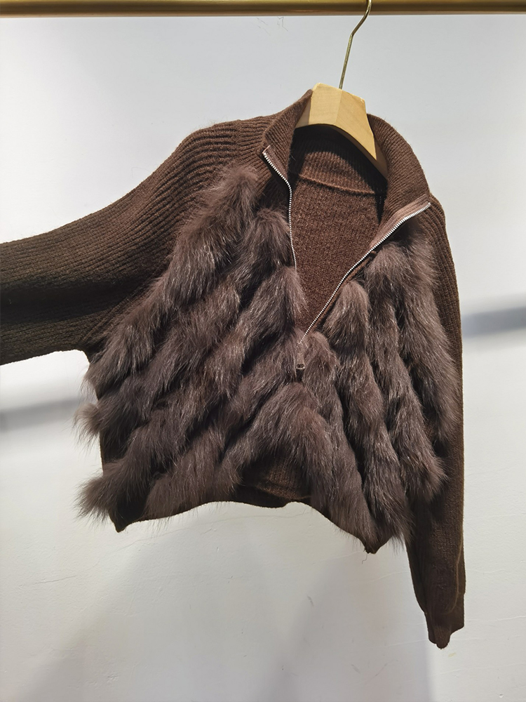 여성 리얼 폭스 모피 코트 스웨터 느슨한 봄 가을 여우 - Sewing V 리뷰 및 가격